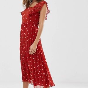 ASOS brand rust midi polka dot dress